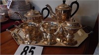 7 PC SILVER TEA/COFFEE SERVICE WITH OCTAGONAL