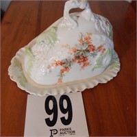 GORGEOUS VICTORIAN HAND PAINTED CHINA CHEESE DOME