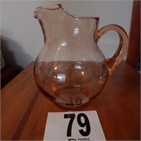 PINK GLASS PITCHER 9 IN