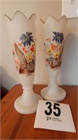 PR HAND-PAINTED FROSTED GLASS VASES 14 IN
