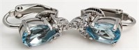 Genuine Pear Aquamarine Clip Earrings