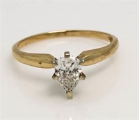 14kt Gold Pear Cut 1/2 ct Diamond Solitaire Ring