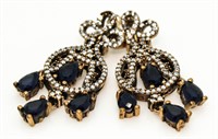 Vintage Style 8.50 ct Sapphire Chandelier Earrings