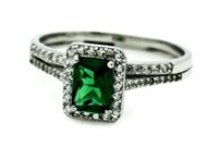 Emerald Cut 2 pc Emerald Bridal Set