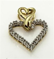 10kt Gold 1/4 ct Diamond Heart Pendant