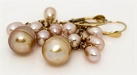 14kt Gold Genuine Pink Pearl Earrings