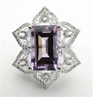 14kt Gold 16.08 ct Amethyst & Diamond Ring