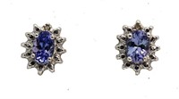 Genuine Tanzanite & Diamond Earrings