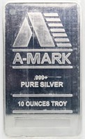 A-Mark .99 Pure Silver 10 Ounce Bar