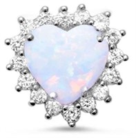 Fire Opal Heart Solitaire Pendant
