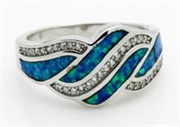 Australian Blue Opal Designer Ring