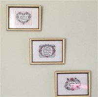 3 Framed Small Needlepoint Pictures