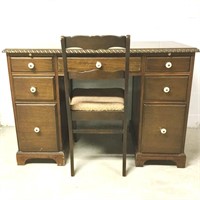 Mahogany Kneehole Desk and Chair