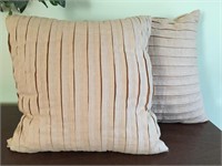2 Tan Linen Fabric Throw Pillows