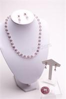 Crystal Faceted Necklace, Rose Pendant Sets