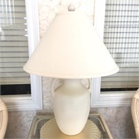 White Ceramic Beanpot Lamp with Shade