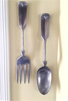 Cast Metal Fork and Spoon Wall Decor