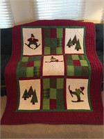 Winter Scene Christmas Quilt, and Pillow