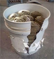 Bucket of coil roofing nails 1 1/2 "