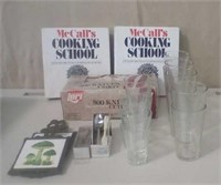 McCall's cooking school recipe books, box knives,