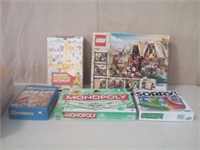 Lot of games, Legos, and Sesame Street dictionary