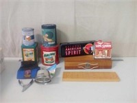 Old Tin's, wooden box, pet supplies,