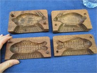 2 wooden butter molds (fish & rabbit)