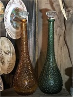 Two Colored Glass Decanters