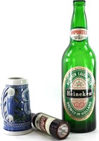 Beer lot - Heineken bottle, Schlitz light, stein