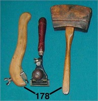 Lot: Two scrapers &  a jointers mallet
