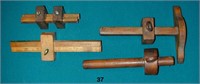 Four assorted wooden marking gages