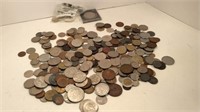 TUB OF COINS FROM AROUND THE WORLD