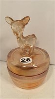 GLASS JAR WITH DEER ON LID - 6" H