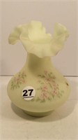 HAND DECORATED FLUTED VASE - 6" H