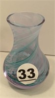SMALL ART GLASS VASE - 4" H