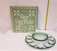 2000 Retired Clear Green Glass Egg Plate