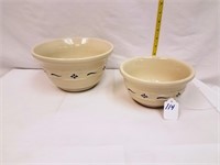 Traditions Blue Pottery Crock 2 Mixing Bowl Set