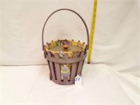 Picket Pail Basket with Insert, Wood Lid & Tie On