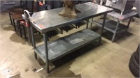 Stainless steel table with can opener