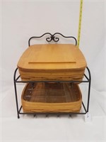 Wrought Iron 2 Tier Paper Tray w/ Basket Combo