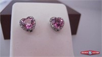 Earring heart shaped studs. Created pink and