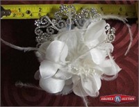 Headpiece. Fabric flower with pearl beads with
