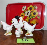Metal Tray, 4 Chickens