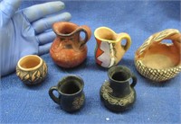 6 smaller pieces of native american pottery