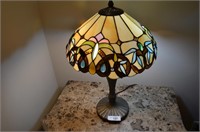 Metal Base Table Lamp w/Stained Glass Shade(b)