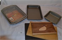 Lot of 4 Cake Pans & 3 Cutting Boards