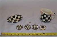 MacKenzie-Childs Soap Dish, Creamer, & 4 Magnets