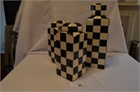 Set of 3 Checkerboard Square Canisters