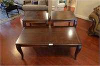 3 Piece Walnut Set-Coffee Table, 2 End Tables