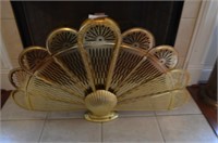 Vintage Brass Peacock Fireplace Screen